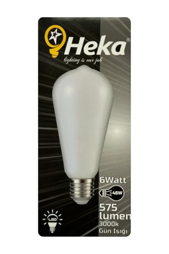 LED ST64 Filament Ampul, 6W (46W), E27 Duylu, 3000K Sarı Işık