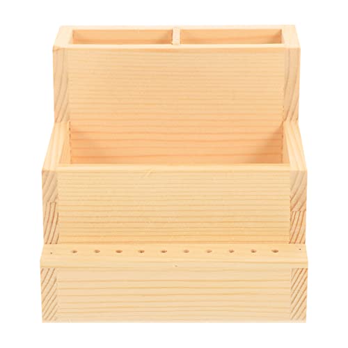 FOMIYES Nail Tool Organizer Wooden Storage Box Desktop Manicure Brush Holder Cosmetic Organizer for Grinding Machine Bits and Makeup Accessories