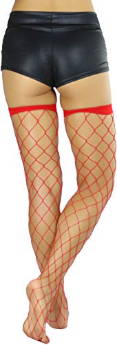 Image of ToBeInStyle Women's Vibrant Large Net Fishnet Thigh High Elastic Nylon Novelty Stockings