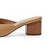 Coutgo Womens Pointed Toe V Cut Mules Chunky Block Heels Slip On Clogs Fashion Office Slides Shoes,Brown,Size 8