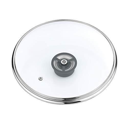 GOURMEX Tempered Glass Cookware Lid with Stainless Steel Rim and Black Handle to Fit Pots, Frying Pans and Skillets, Equipped with Vent Hole, Dishwasher and Oven Safe, Heat Resistant (6.3 Inc 16 cm) - Thumbnail 4