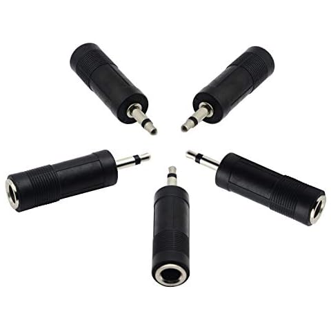 zdyCGTime 3.5mm to 6.35mm Adapter,3.5mm Mono 1/8 inch Audio Male to 6.35mm 1/4 inch Female Mic Plug Adapter Jack Converter.(5 Packs) Cover