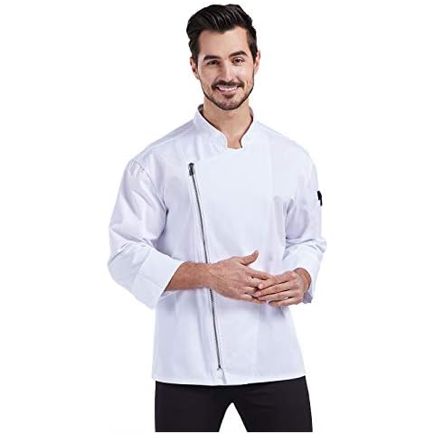 Nanxson Unisex Long Sleeve Restaurant Hotel Kitchen Chef Jacket Chef Work wear Uniform CFM0058 (L, White) Cover