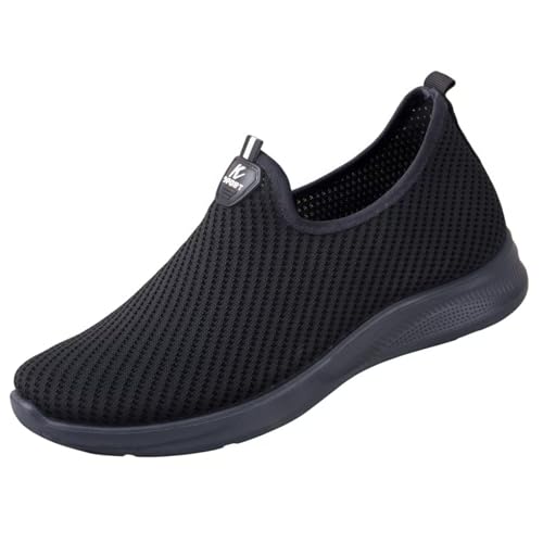 Men's Wide Non-Slip Walking Shoes Lightweight Breathable Knit Casual Sneakers Slip on Athletic Shoes Ultra Comfort Durable