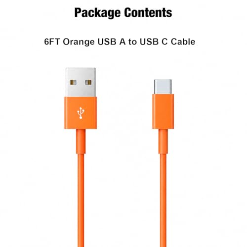 Image of 6FT long Orange Car Carplay Cable for iPhone 17 /16 /15, USB A to USB C Cable Compatible for iPhone 17Air, 17 /16 /15 Pro Max,17E /16E /Plus, iPad 10th /11 Gen,iPad Pro 12.9,Air 5th /4th Charging Cable Cord