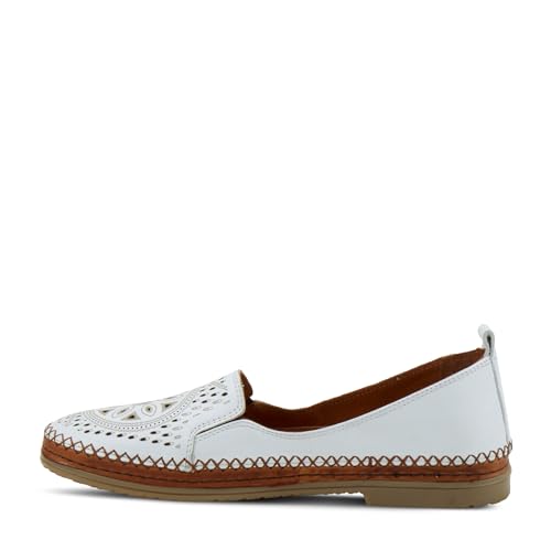 Image of Spring Step Women's Ingrid Loafers - Premium Leather Slip-On with Laser Cutout Design, Elastic Goring and Lightweight Flat Sole for Comfortable Stylish Wear