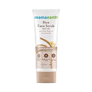 Mamaearth Rice Face Scrub for Glowing Skin, With Rice Water & Niacinamide for Glass Skin – 100 g