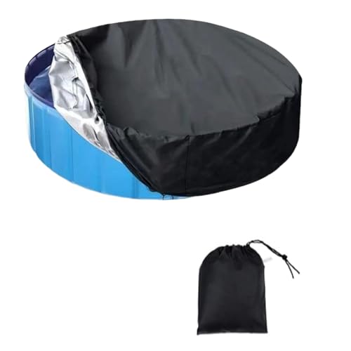Outdoor Swimming Pool Cover - 6.23 FT Foldable UV Resistant Round Paddling Pool Cover, Hot Tubs Cover, Garden Plastic Inflatable Tubs Lid for Dog Pool - 190 * 30 CM