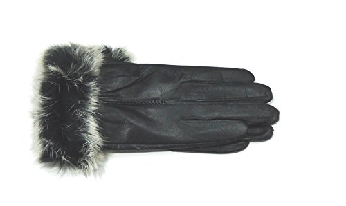 Simulated Leather Thinsulate Lined Gloves Trimmed Mink Fur Size Small/Med