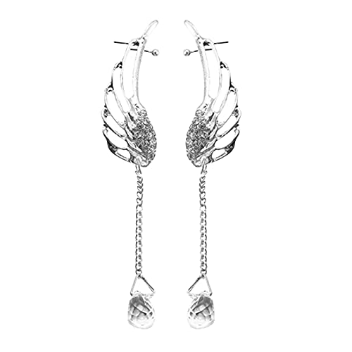 Wing Earrings Stud Micro-Set Fringed Rhinestone Earrings Angel Long Earrings Heart Cuff Earrings #TOP4