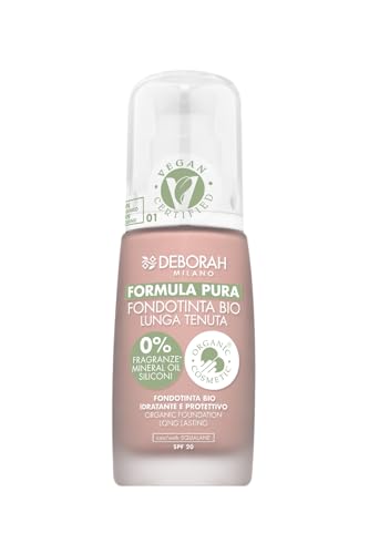 Deborah Fondotinta Formula Pura BIO Lunga Tenuta, N.01 Fair, Coprenza e Comfort Estremi con Filtro Anti Inquinamento, SPF20-30 ml