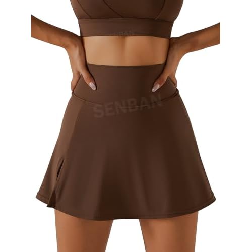 SENBAN Women Tennis Short Skirts: High Waisted Athletic Golf Skorts - Sports Running Workout Skirt with Built-in Shorts Small Black