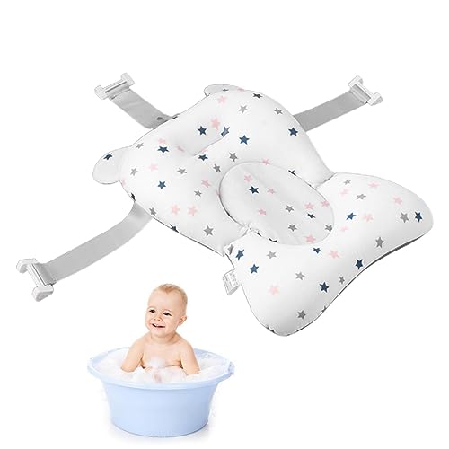 Cuscino da bagno per bambini, antiscivolo, per neonati, con fibbie e 3 cinture di sicurezza