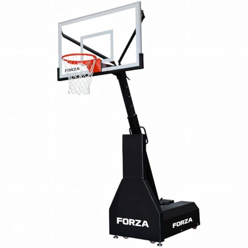 Panier de basket-ball avec panneau verre trempé et roues 360 FORZA