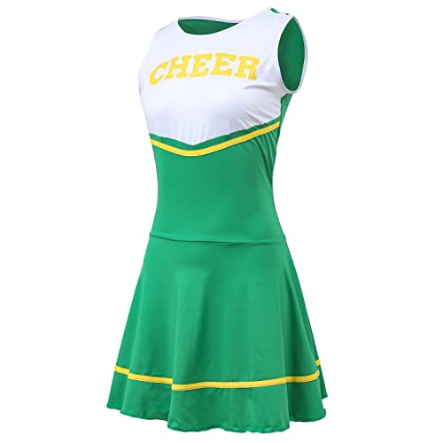Women's Musical Uniform Fancy Dress Cheerleader Costume Outfit (Green) #TOP1
