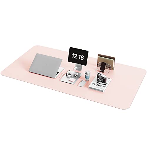 YSAGi Non-Slip Desk Pad,Mouse Pad,Waterproof PVC Leather Desk Table Protector,Ultra Thin Large Desk Blotter, Easy Clean Laptop Desk Writing Mat for Office Work/Home/Decor(Pink, 47.2" x 23.6")-No Band