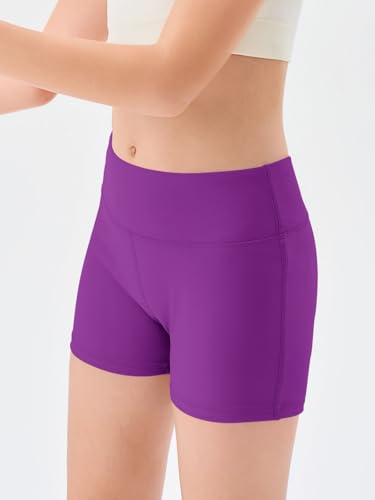Image of Haloumoning Girls Athletic Shorts Kids High Waisted Yoga Dance Biker Shorts Comfy Gymnastics Shorts 5-14Y