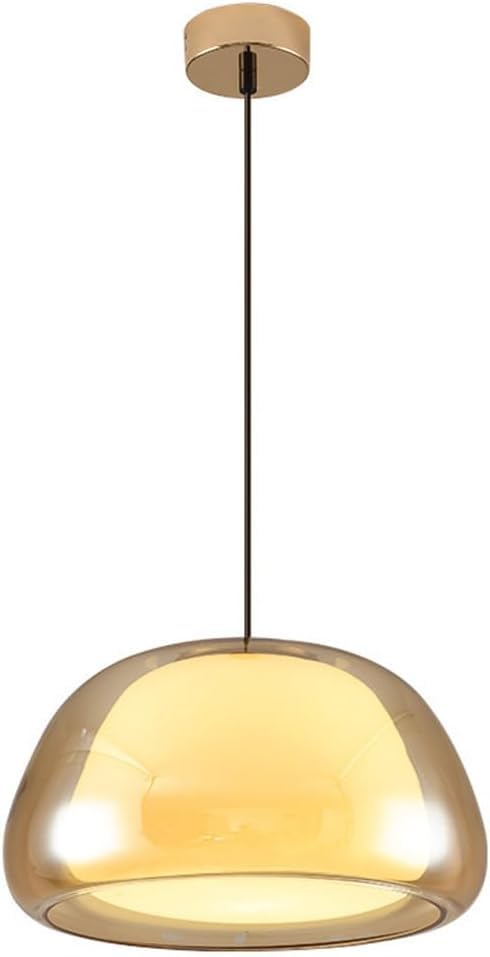 Suspension en verre ambré double couche au design minimaliste du milieu du siècle