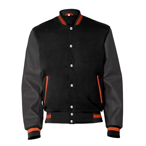 Image of Baseball Wool Letterman Varsity Faux Leather Sleeve For Men | Wool Varsity Bomber Jacket
