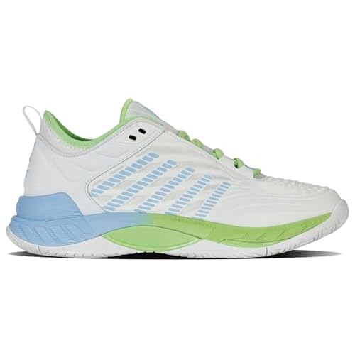 K-Swiss Men's Hypercourt Supreme 2 Tennis Shoe 6.5 Lucent White/Dutch Canal/Paradise Green
