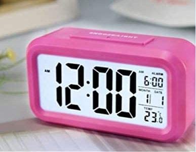Image of Jamboree!!! Multi-Function Digital Alarm Clock with Temperature, Date, Alarm & Snooze, LED Desk Clock for Home & Office (Pink)