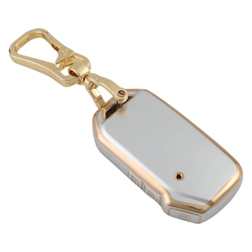 Image of Keyzone DTPU Key Cover & Alloy Keychain for Kia Carens Seltos, Sonet 2023 Onwards, 3 Button Smart Key (Gold)