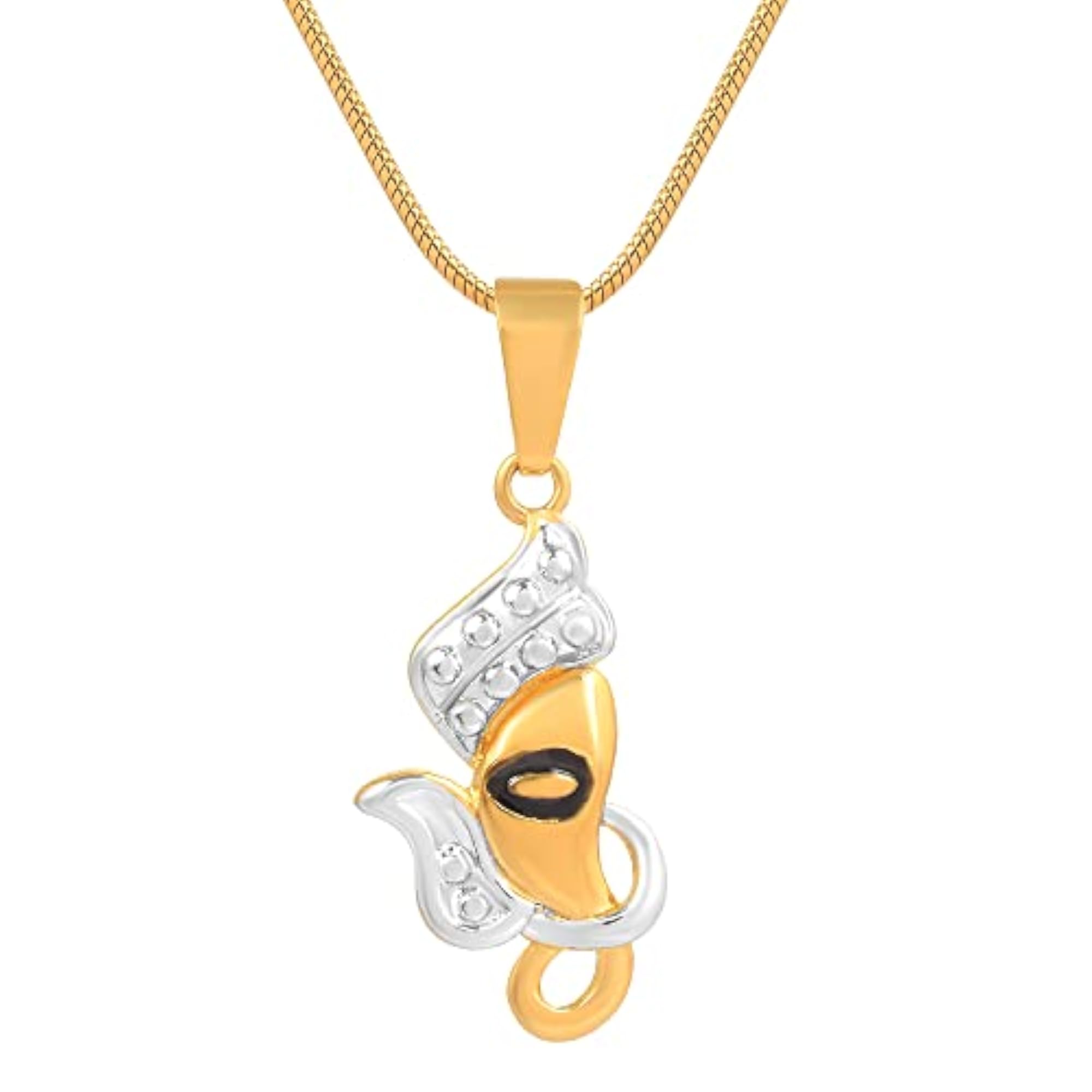 18k Gold Silver Dual Tone Plated Lord Ganesh Locket Pendant