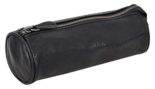Preisvergleich Produktbild Gusti Leder studio"Lennard" Federmappe Federtasche Mäppchen Schlamperrolle Stiftemappe Griffelmappe Uni Stifte Organizer Büro Unisex Vintage Leder Büffelleder Schwarz 2S5-22-9