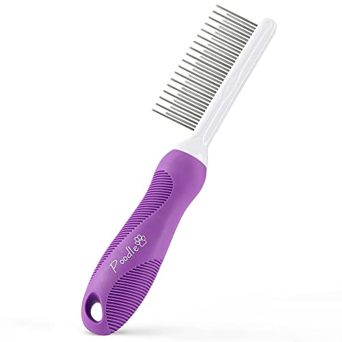 Dog Comb with Long & Short Stainless Steel Teeth - Detangling Cat Comb for Removing Matted Hair & Knots – Pet Tool Accessories for Safe & Gentle DIY Dogs & Cats Grooming