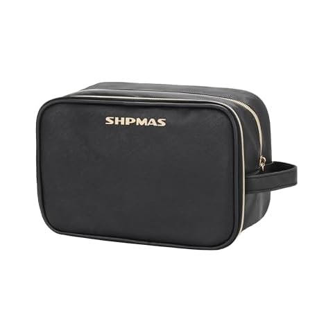 MONSTINA SHPMAS Travel Makeup Bag,Double Layer Toiletry Organizer Women Makeup Brush Bag Cosmetic Case Portable Large Wide-open Pouch Brush Holder Purse Bag Cover
