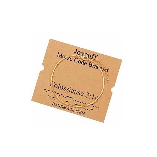 Image of JoycuFF Inspirational Morse Code Bracelets for Women Silver Beads Jewelry Encouragement Mantra Gifts for Her