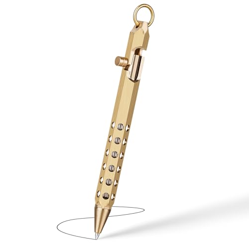 Stylo à bille Bolt Action Pen en laiton Origin-Joy avec 10 recharges pour écriture EDC