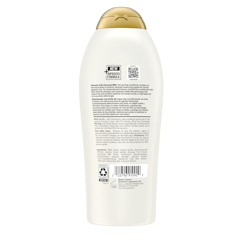 OGX Nourishing + Coconut Milk Moisturizing Conditioner for Strong & Healthy Hair, with Coconut Milk, Coconut Oil & Egg White Protein, Paraben-Free, Sulfate-Free Surfactants, 25.4 fl oz - image 9