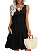 WIHOLL Summer Dresses for Women 2025 Loose V Neck Sleeveless Dress Sundresses Swing Tank Dresses Black S