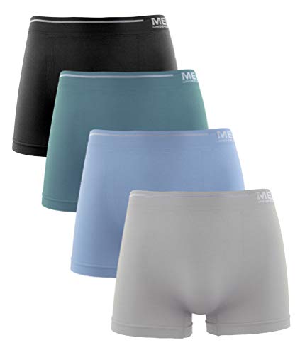 Calzoncillos de Hombre, Licra Sin Costuras Liso Color Uniforme Cómodo Suave Elásticos. Pack de 4 Boxer (Pack B, L)