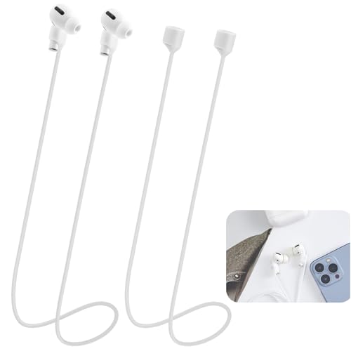 Image of Magnetic Anti-Lost Straps for AirPods,2 Pack Ultra Strong Magnetic AirPods Strap Anti-Lost Neck Rope Cord,Soft Silicone Sports Lanyard Compatible with AirPods 1&2 / Pro /2nd /3rd(2 Pack White)