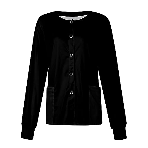 Printed Scrub Jackets for Woman Print Long Sleeve Plus Size Womens Scrubs for Women Nursing Jacket with Pockets