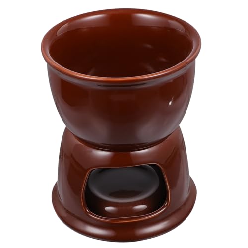 WEKADRIN Olla Cerámica para Derretir Chocolate y Queso Calentador Multifunción para Fondue Utensilio Resistente y Duradero para Cocina y Repostería Color Marrón