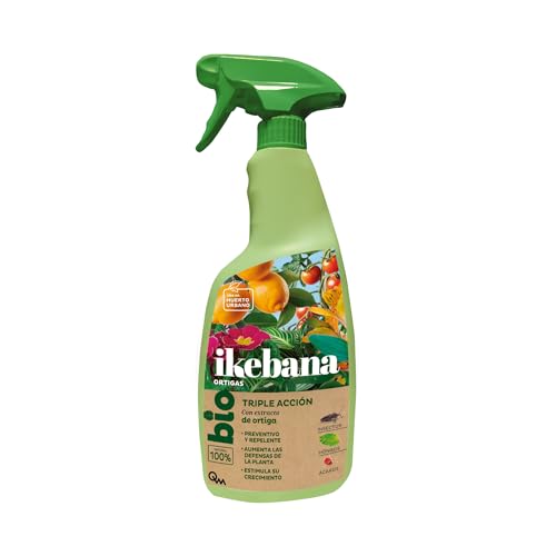 IKEBANA Triple Acción BIO con Extracto de Ortiga – Insecticida, Fungicida y Acaricida – Elimina Insectos, Hongos y Ácaros – Aumenta las Defensas y Estimula el Crecimiento – Plantas Interior y Exterior
