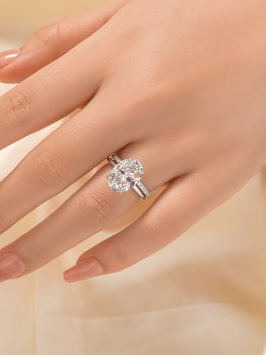 5.0CT Oval Cut Wedding Ring Set for Women, 925 Sterling Silver Engagement Ring and Band, 5A Cubic Zirconia Simulated Diamond Bridal Jewelry4