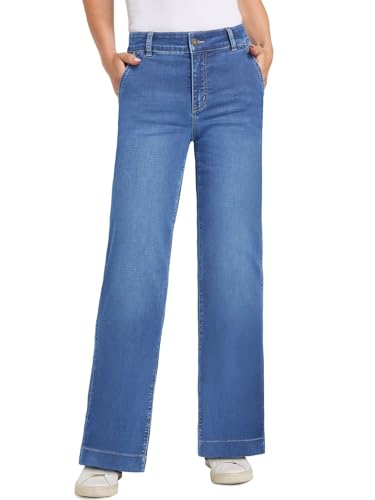 Image of Wide Leg Jeans for Women High Waist Stretch Cargo Denim Pants