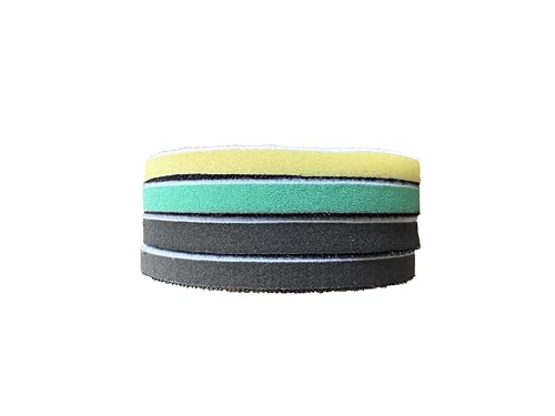 MORLARCO ランダムサンダー パッド 125mm 4個セット 厚さ13mm 8穴 マジックテープ式 曲⾯⽤アダプター 耐衝撃性スポンジ 研磨パッド ランダムサンダー ポリッシャー 適です（黒2個 + 緑1個 + 黄色1個）