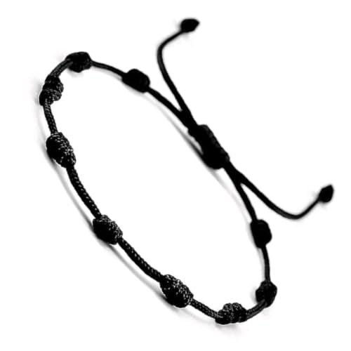 Image of Black Beauty Nazar Dhaga Bracelet With Knotted Beads Rosary Design Avoid Negetive Enegy Adjustable Black Thread Anklet For Evil Eye & Good Luck, Amulet for Success & Prosperity for Men, Women, Girls & Boys