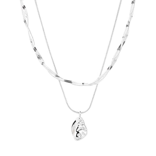 Collier chaîne serpent double couche argent sterling pendentif femme tendance