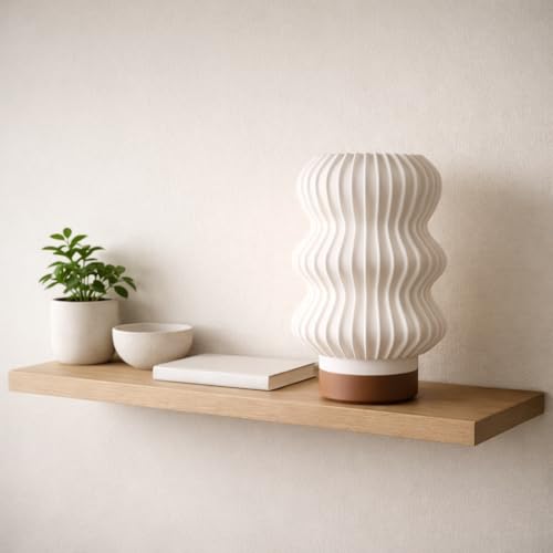 Image of Wavey Mini Table Lamp Modern Wavy Design Bedside Night Lamp, Warm White Glow, 5W Plug-in Decorative Lamp for Bedroom & Home Decor (Brown)