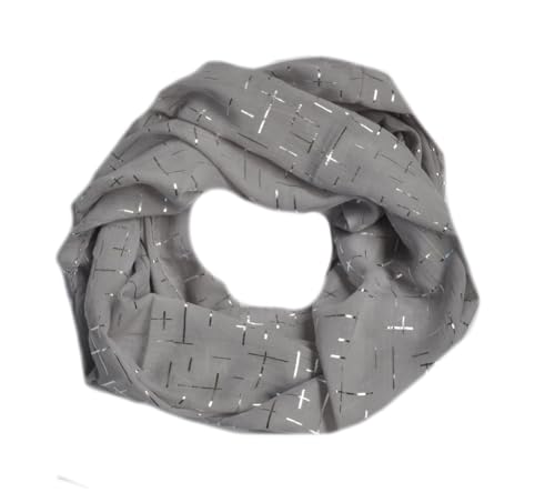 Generisch Seide Loop Schal Loopschal Halstuch Schals Rundschal Schlauchschal Tücher Damenschal glitzer Damen (Hellgrau)