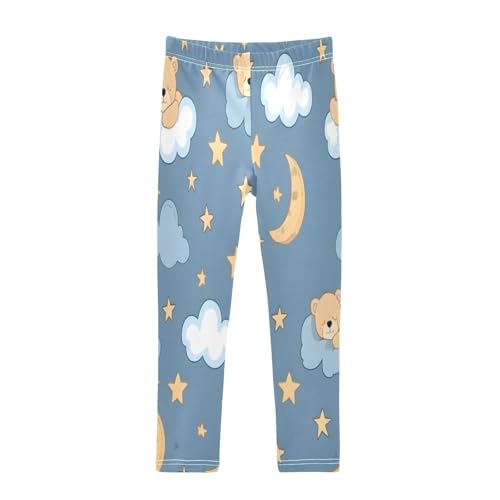 Bolaz Toddler Girls Leggings Printed Yoga Pants Leggings Sleeping Bear Moon Stars for Kids