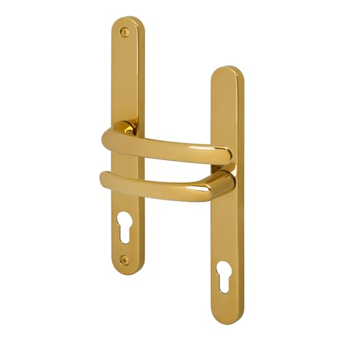 Image of EAI Polished Brass UPVC Door Handles, 92mm PZ Centres, 240mm Screw to Screw