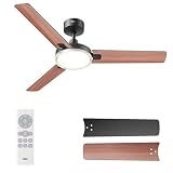 DREO ventilateur de plafond avec lumière et télécommande 132 cm, ventilateur noir, 5 températures de couleur CCT, LED dimmable 6 niveaux, 6 vitesses, moteur CC réversible silencieux, minuterie 1/4/8 h