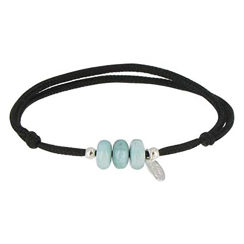 Les Poulettes Bijoux - Pulsera de Larimar y Perlas de Plata Cover